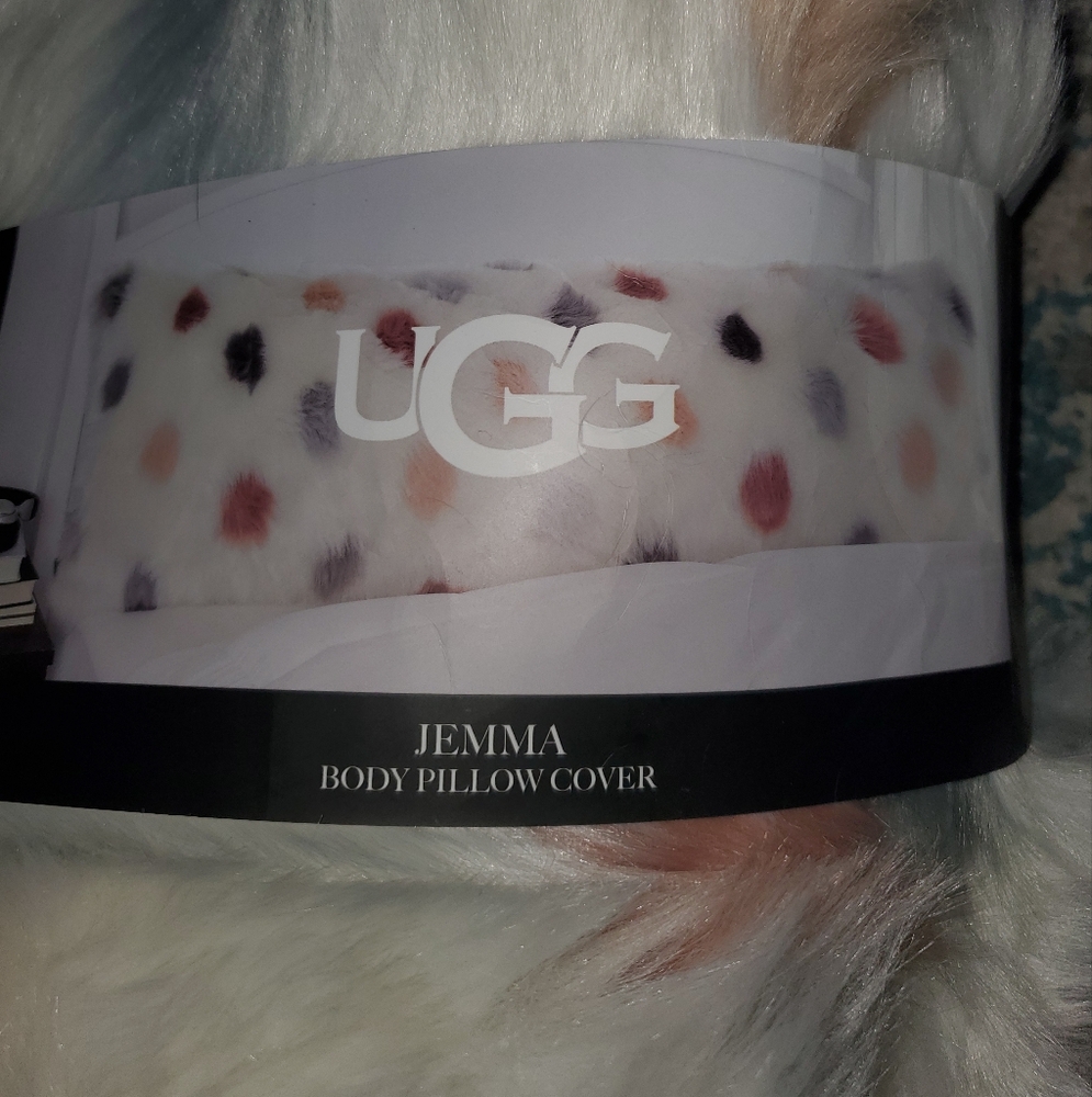 New Ugg Jemma Polka Dot Body Pillow Fur Cover 20 X 54 - Picture 3 of 8